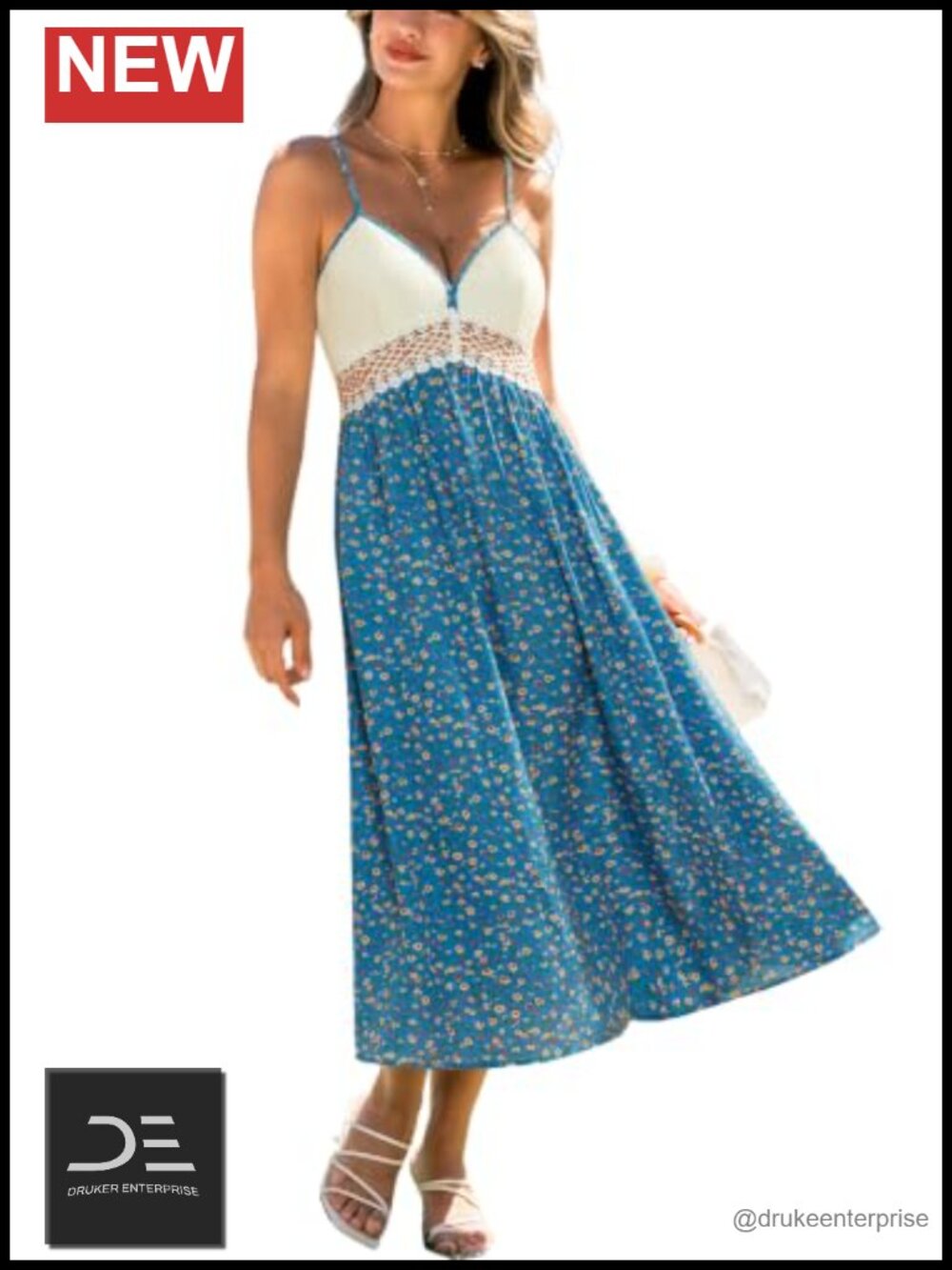 CUPSHE Women's Floral Lace Maxi Dress V Neck Spaghetti Straps